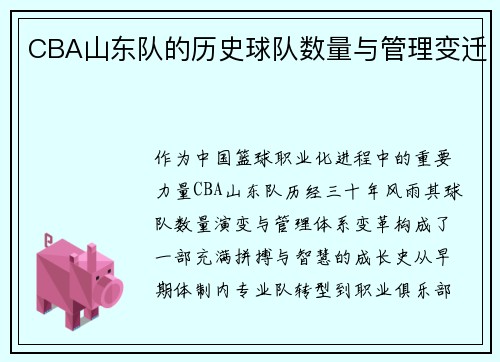 CBA山东队的历史球队数量与管理变迁